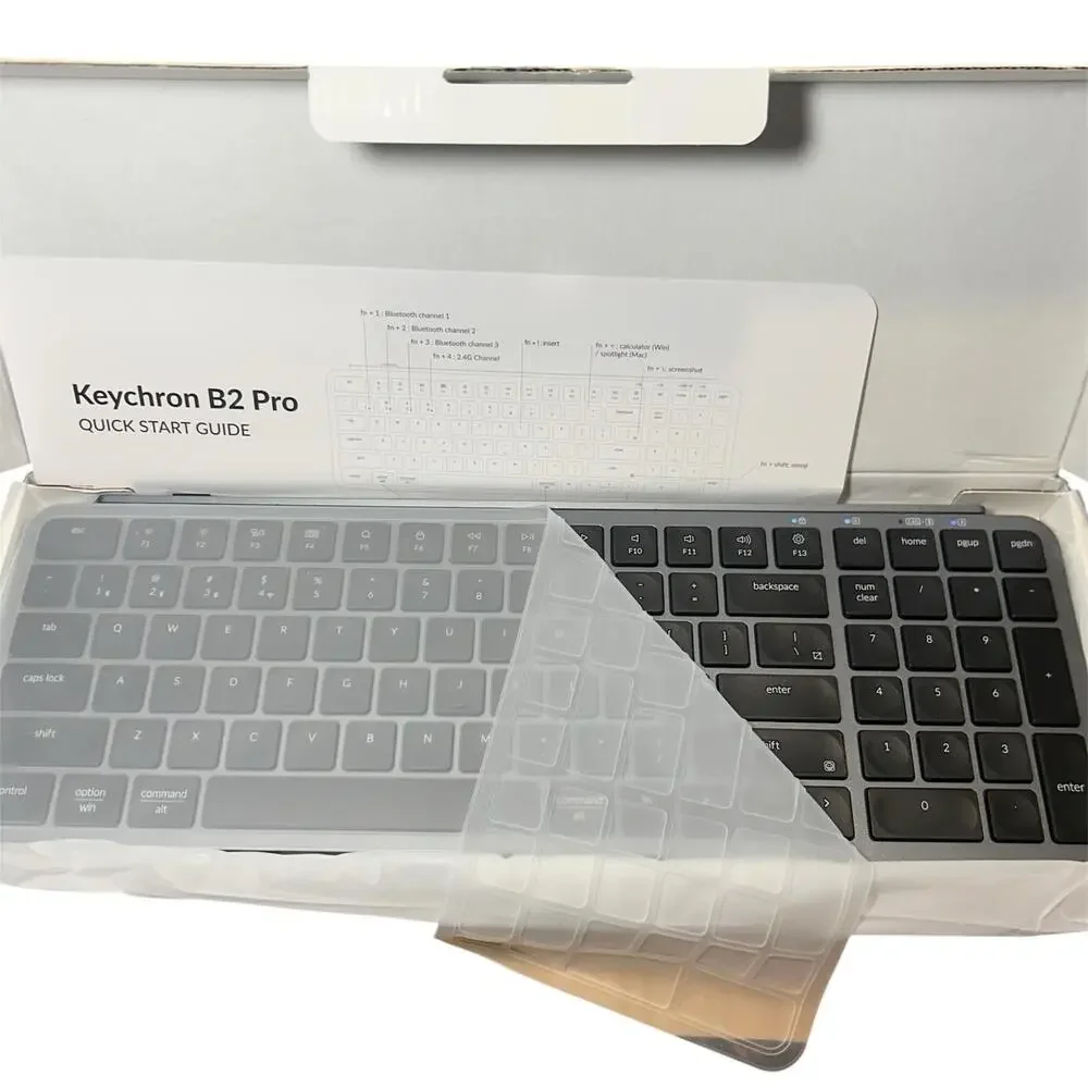 Keychron Ultra-Slim B2 Pro Bluetooth Keyboard 2.4 GHz Wireless Lightweight Gray - Picture 2 of 5
